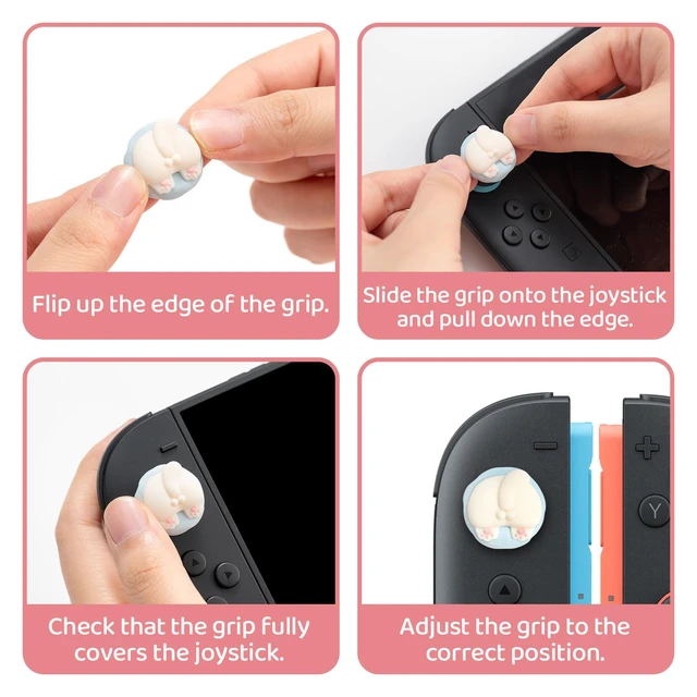 Alt view image 5 of 7 - Thumb Grip Caps Compatible with Nintendo Switch 2, Soft Silicone Joystick Cover for Nintendo Switch 2 Controller, 4PCS - Cute Cat Butt