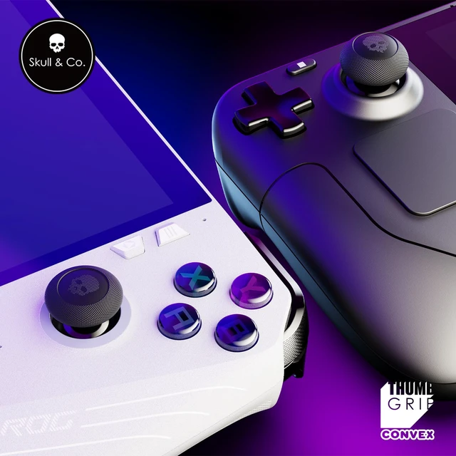 Alt view image 2 of 7 - Skull & Co. Convex Thumb Grips Set: Skin, CQC Joystick Cap Analog Stick Cap for Steam Deck/OLED and ROG Ally - Black, 2 Pairs (4pcs)