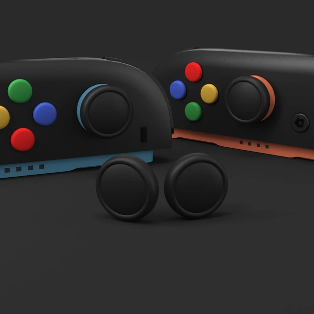 Alt view image 5 of 7 - Button Caps + Thumb Grip Set for Nintendo Switch 2, 4 Silicone Colorful ABXY Directional Button Covers & 2 Joystick Caps for Joycon - Black