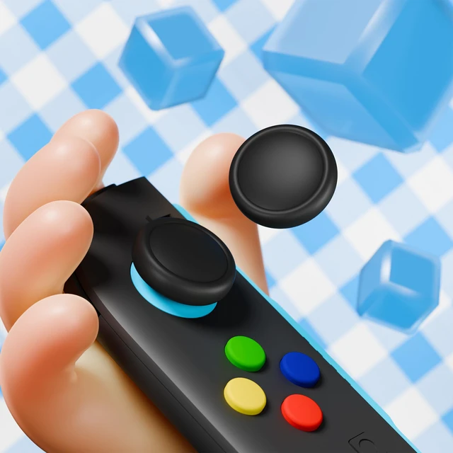 Alt view image 6 of 7 - Button Caps + Thumb Grip Set for Nintendo Switch 2, 4 Silicone Colorful ABXY Directional Button Covers & 2 Joystick Caps for Joycon - Black
