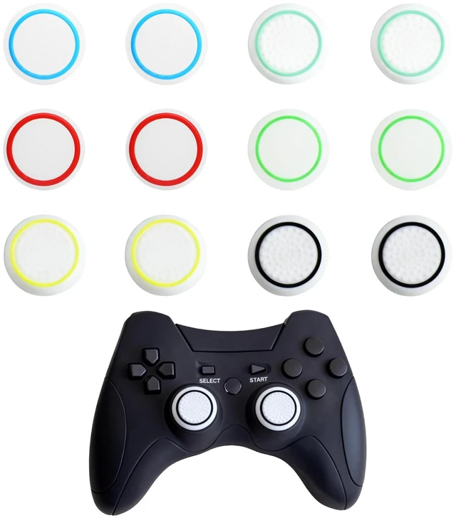 Main image of 12pcs Controller Thumb Grips Set,Joystick Caps,Thumb Stick Grip Cover Joystick Button Caps Controller Assist for PS4/PS5(White)