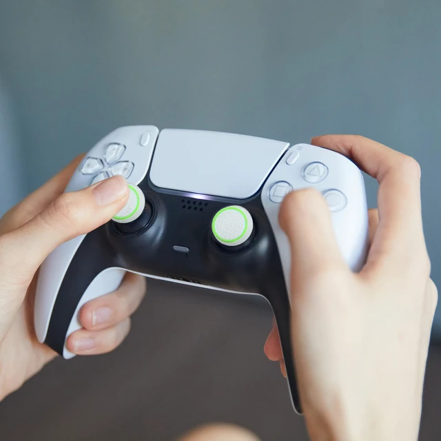 Alt view image 5 of 6 - 12pcs Controller Thumb Grips Set,Joystick Caps,Thumb Stick Grip Cover Joystick Button Caps Controller Assist for PS4/PS5(White)