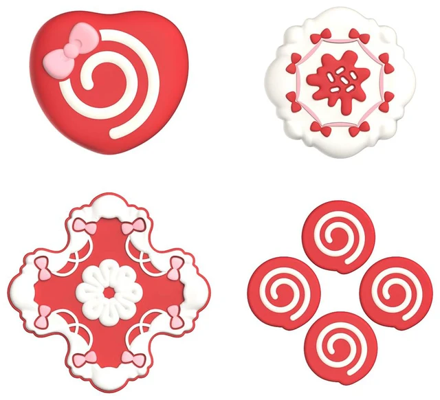 Main image of Cute Switch D-Pad Button Caps Silicone Thumb Grips Set, ABXY Key Buttons Sticker Joystick Cover Caps for Nintendo Switch/OLED - Strawberry Cream Cake
