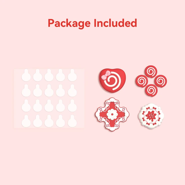 Alt view image 5 of 7 - Cute Switch D-Pad Button Caps Silicone Thumb Grips Set, ABXY Key Buttons Sticker Joystick Cover Caps for Nintendo Switch/OLED - Strawberry Cream Cake