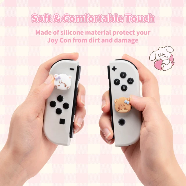 Alt view image 4 of 7 - 4PCS Switch Thumb Grip Caps,Kawaii Thumbstick Caps,Soft Silicone Joystick Cover Compatible with Switch/OLED/Lite - Mikko Sweet Thoughts