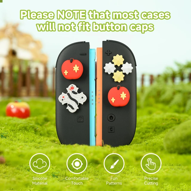 Alt view image 3 of 7 - ABXY Buttons Sticker Joystick Cover Caps for Switch 2, Cross D-Pad Button Caps Silicone Thumb Grips Set Compatible with Nintendo Switch 2 Controller - A pples and Snake