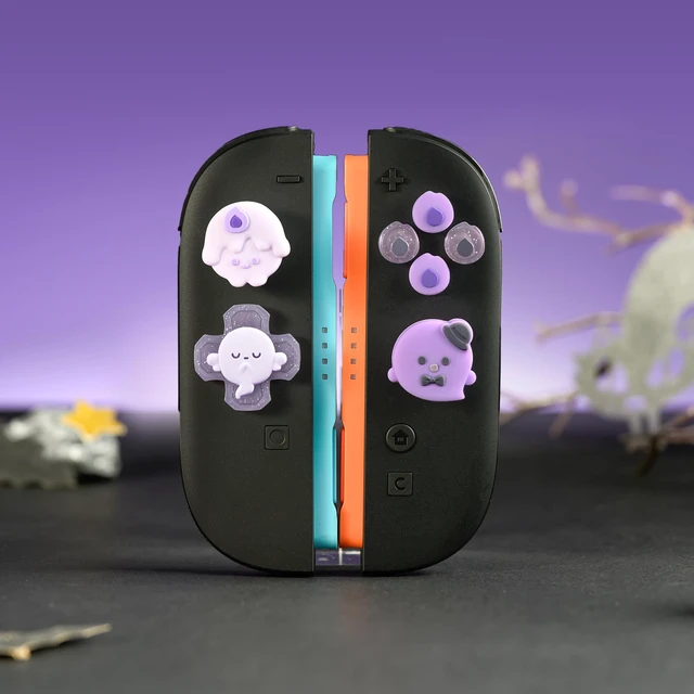 Alt view image 7 of 7 - Switch 2 D-Pad Button Caps Silicone Thumb Grips Set, ABXY Key Buttons Sticker Joystick Cover Caps for Switch 2 (2025) - Candlelight Ghost