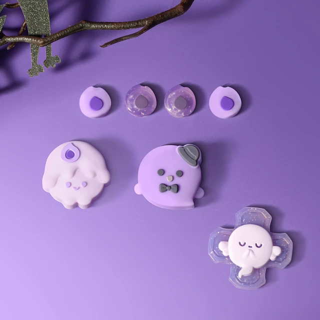 Alt view image 6 of 7 - Switch 2 D-Pad Button Caps Silicone Thumb Grips Set, ABXY Key Buttons Sticker Joystick Cover Caps for Switch 2 (2025) - Candlelight Ghost