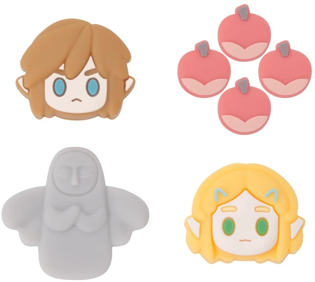 Main image of Cute Switch D-Pad Button Caps Silicone Thumb Grips Set, Anime Game ABXY Key Buttons Sticker Joystick Cover Caps for Nintendo Switch/OLED - Knight and Princess