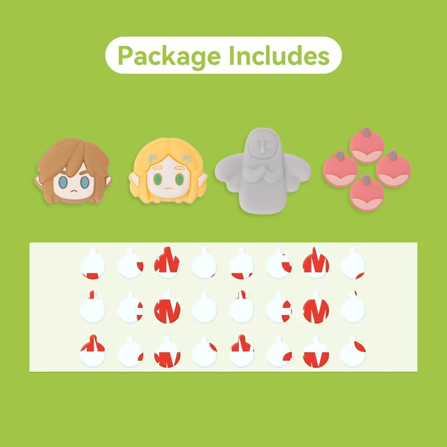 Alt view image 3 of 7 - Cute Switch D-Pad Button Caps Silicone Thumb Grips Set, Anime Game ABXY Key Buttons Sticker Joystick Cover Caps for Nintendo Switch/OLED - Knight and Princess
