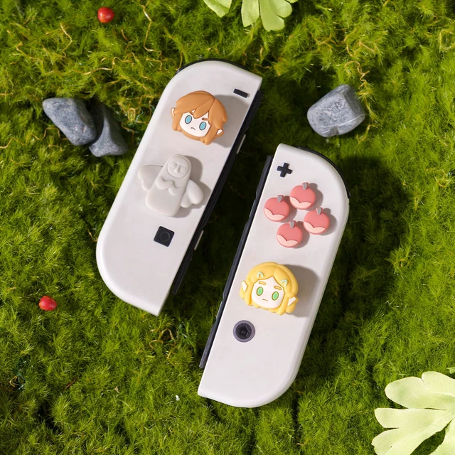 Alt view image 6 of 7 - ABXY Buttons Sticker Joystick Cover Caps, Cross D-Pad Button Caps Silicone Thumb Grips Set Compatible with Nintendo Switch/OLED Controller (Knights and Princess)