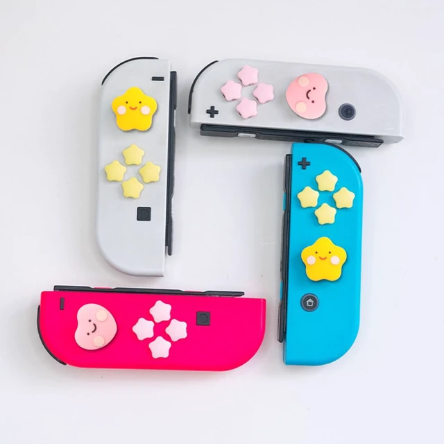 Alt view image 2 of 7 - PERFECTSIGHT Cute D-Pad Button Caps Silicone Thumb Grips Set, ABXY Key Buttons Sticker Joystick Cover Caps Compatible with Nintendo Switch/OLED - Star+Heart