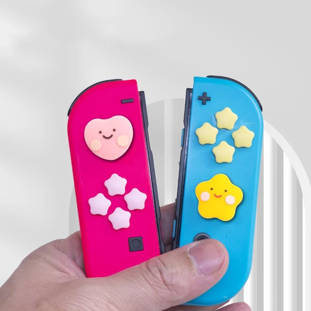 Alt view image 3 of 7 - PERFECTSIGHT Cute D-Pad Button Caps Silicone Thumb Grips Set, ABXY Key Buttons Sticker Joystick Cover Caps Compatible with Nintendo Switch/OLED - Star+Heart
