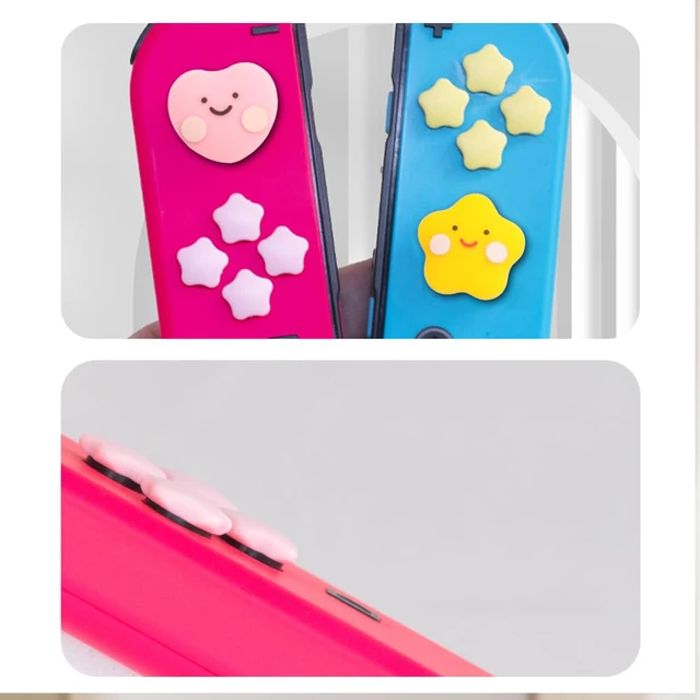 Alt view image 4 of 7 - PERFECTSIGHT Cute D-Pad Button Caps Silicone Thumb Grips Set, ABXY Key Buttons Sticker Joystick Cover Caps Compatible with Nintendo Switch/OLED - Star+Heart