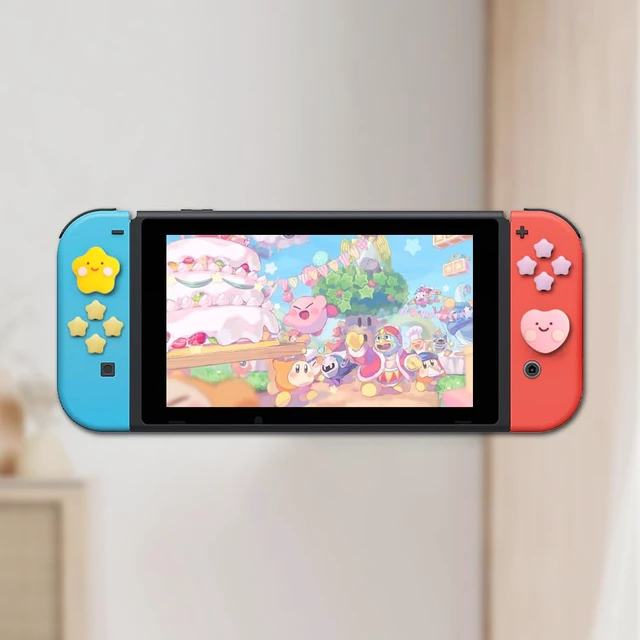 Alt view image 5 of 7 - PERFECTSIGHT Cute D-Pad Button Caps Silicone Thumb Grips Set, ABXY Key Buttons Sticker Joystick Cover Caps Compatible with Nintendo Switch/OLED - Star+Heart