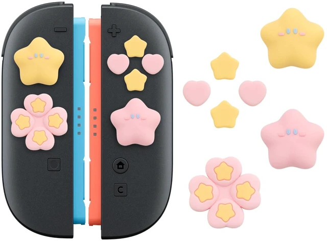 Main image of ABXY Buttons Sticker Joystick Cover Caps for Switch 2, Cross D-Pad Button Caps Silicone Thumb Grips Set Compatible with Nintendo Switch 2 Controller - Star Baby(Pink and Yellow)