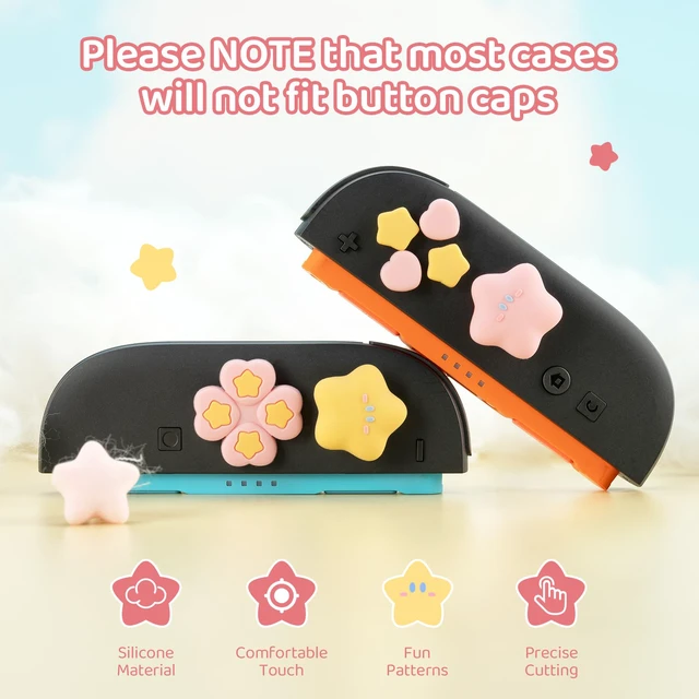 Alt view image 3 of 7 - ABXY Buttons Sticker Joystick Cover Caps for Switch 2, Cross D-Pad Button Caps Silicone Thumb Grips Set Compatible with Nintendo Switch 2 Controller - Star Baby(Pink and Yellow)