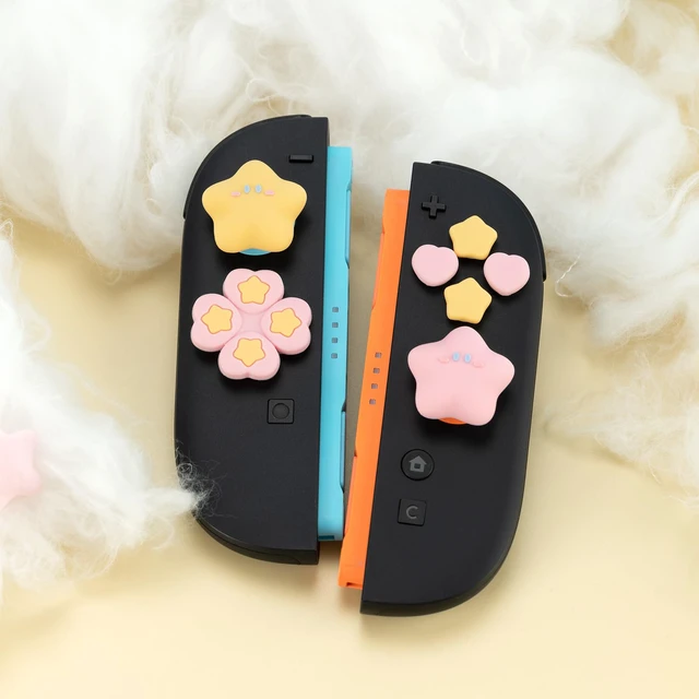Alt view image 6 of 7 - ABXY Buttons Sticker Joystick Cover Caps for Switch 2, Cross D-Pad Button Caps Silicone Thumb Grips Set Compatible with Nintendo Switch 2 Controller - Star Baby(Pink and Yellow)