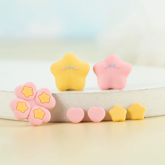 Alt view image 7 of 7 - ABXY Buttons Sticker Joystick Cover Caps for Switch 2, Cross D-Pad Button Caps Silicone Thumb Grips Set Compatible with Nintendo Switch 2 Controller - Star Baby(Pink and Yellow)