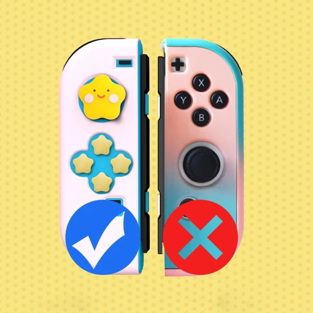 Alt view image 7 of 7 - PERFECTSIGHT Cute D-Pad Button Caps Silicone Thumb Grips Set, ABXY Key Buttons Sticker Joystick Cover Caps Compatible with Nintendo Switch/OLED - Star+Heart