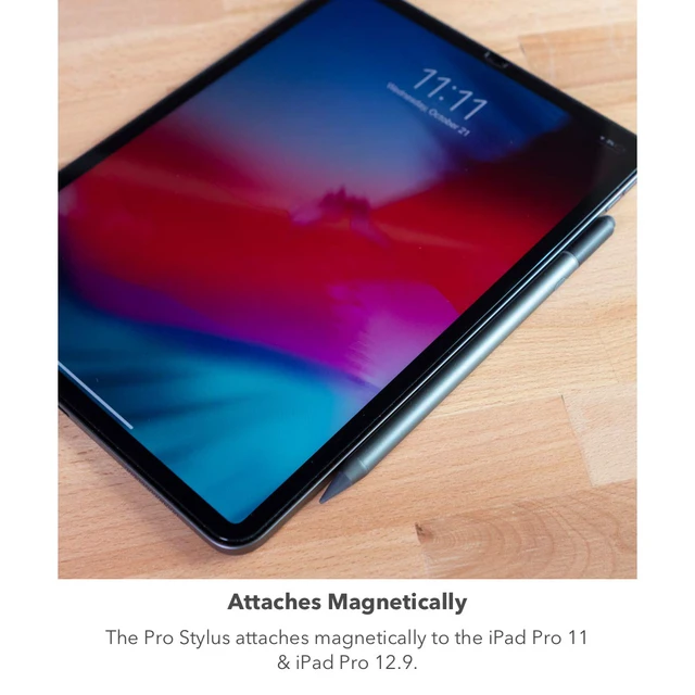 Alt view image 3 of 7 - Pro Stylus with Active & Capacitive Tips, Palm Rejection, Tilt Recognition, Instant Bluetooth Pairing, Compatible with iPad Pro 11/12.9 (3,4, & 5 Gen)/Air 10.9/iPad 10.2/9.7/Mini 5, Gray, Gen 1