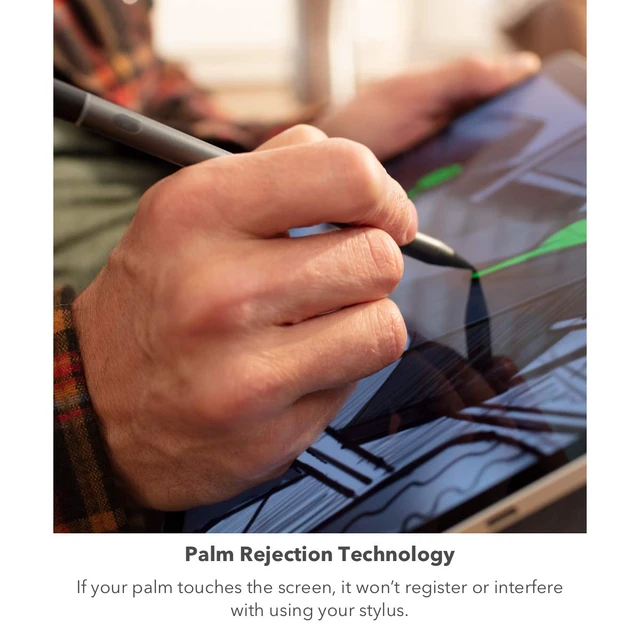 Alt view image 4 of 7 - Pro Stylus with Active & Capacitive Tips, Palm Rejection, Tilt Recognition, Instant Bluetooth Pairing, Compatible with iPad Pro 11/12.9 (3,4, & 5 Gen)/Air 10.9/iPad 10.2/9.7/Mini 5, Gray, Gen 1