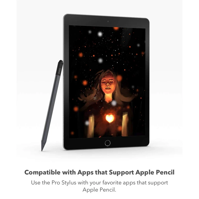 Alt view image 5 of 7 - Pro Stylus with Active & Capacitive Tips, Palm Rejection, Tilt Recognition, Instant Bluetooth Pairing, Compatible with iPad Pro 11/12.9 (3,4, & 5 Gen)/Air 10.9/iPad 10.2/9.7/Mini 5, Gray, Gen 1