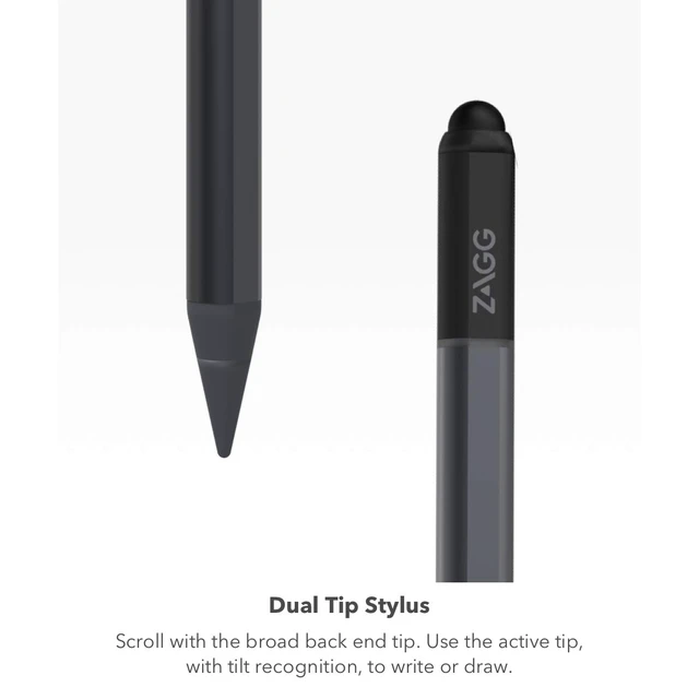 Alt view image 6 of 7 - Pro Stylus with Active & Capacitive Tips, Palm Rejection, Tilt Recognition, Instant Bluetooth Pairing, Compatible with iPad Pro 11/12.9 (3,4, & 5 Gen)/Air 10.9/iPad 10.2/9.7/Mini 5, Gray, Gen 1