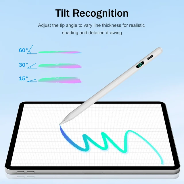 Alt view image 4 of 7 - Stylus Pen for iPad 2026-2018 with LED Power Display 2X Fast Charge | Palm Rejection Pencil for iPad 10/9/8/7/6th,11th A16,Air 11/13 M2/M3/M4 ,Pro 11/13 M4/M5,Pro 12.9",Air 5/4/3,Mini 7/6/5
