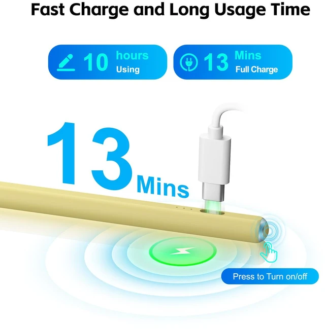 Alt view image 4 of 7 - Stylus Pen for iPad 2026-2018 with 13mins Fast Charge,Tilt Sensitivity | Palm Rejection Pencil for 11th (A16)/10/9/8/7/6 Gen, iPad Pro 11"/12.9"/M4/M5, iPad Air 3/4/5/M2/M3/M4