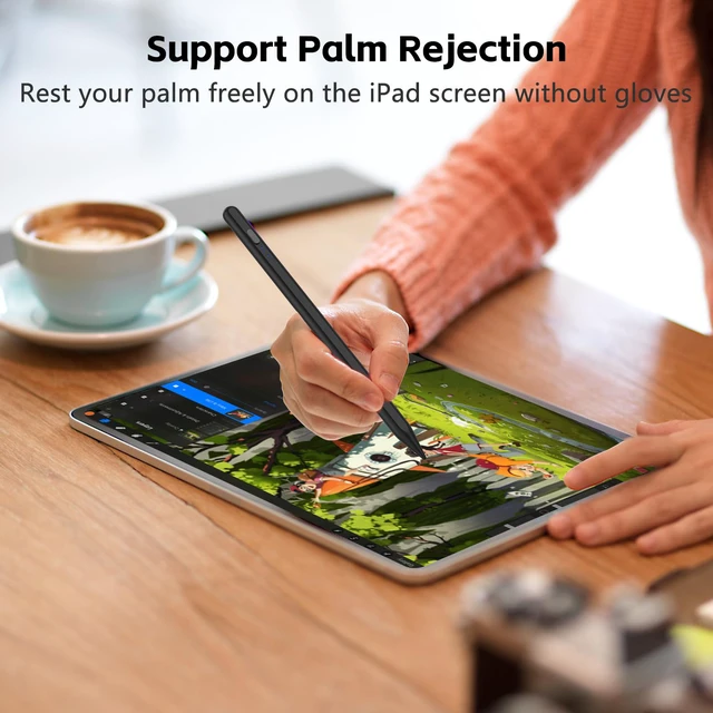 Alt view image 4 of 7 - iPad Stylus Pen for iPad 2018-2026, Palm Rejection, Fast Charging | Tilt Sensitivity, for iPad Pencil A16 /10/9/8/7/6, Pro 11/13" (M5/M4),Air M4/M3/M2/5th/4th, Pro 11/12.9", Mini 6/5, Black