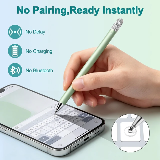 Alt view image 7 of 7 - Stylus Pen for Touchscreen ipad.2-in-1 Tip for Nintendo Switch | 3 Pcs,Disc & Fiber Tip,High Sensitivity,No Charging,Universal for ipad/iphone/Android/Tablets,Lightweight Alloy,4 Tips