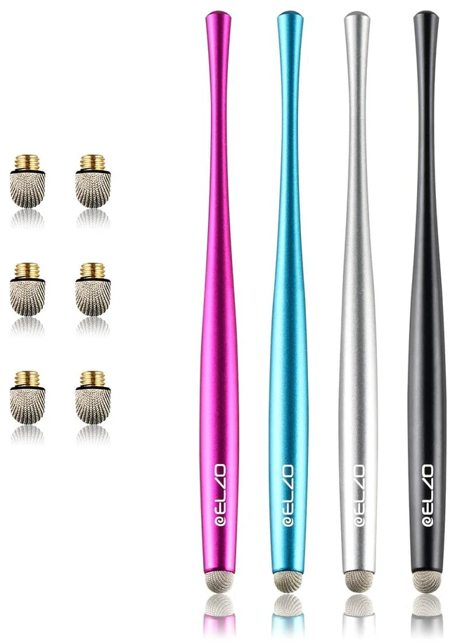 Alt view image 6 of 7 - Capacitive Stylus Pens Premium Metal Slim Combo 4 Pcs Tips for All Touch Screens iPad & Android Tablets DELL/Samsung/HP/Asus/Surface/Samsung/iPhone/LG (Black, Silver, Light Blue & Rose Red)