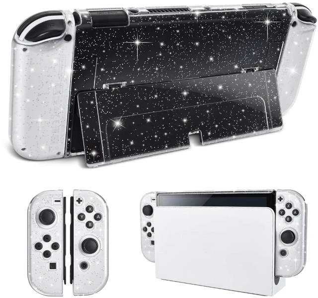 Main image of Protective Glitter Case Compatible with Switch OLED Console - Updated Version, Bling Soft TPU Cover with Shock-Absorption and Anti-Scratch Design - Crystal