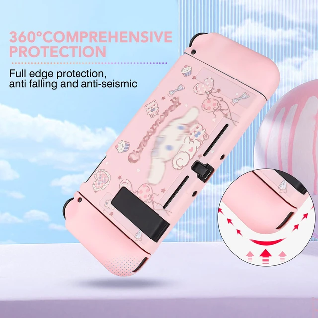 Alt view image 2 of 7 - Cute Dog Switch Protective Case Dockable Soft Silicone Shell Shockproof Scratch Resistant Cover Joy Con Skin with 4PCS Lovely Thumb Grips Caps