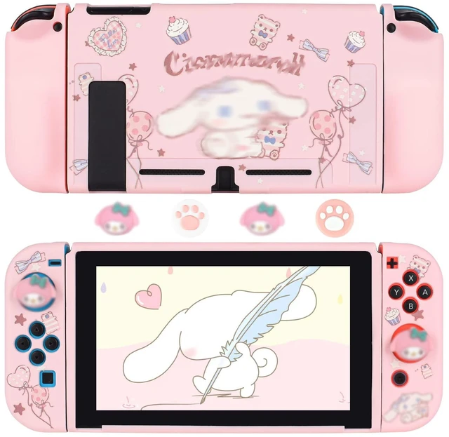Main image of Cute Dog Switch Protective Case Dockable Soft Silicone Shell Shockproof Scratch Resistant Cover Joy Con Skin with 4PCS Lovely Thumb Grips Caps