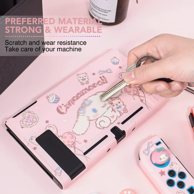 Alt view image 4 of 7 - Cute Dog Switch Protective Case Dockable Soft Silicone Shell Shockproof Scratch Resistant Cover Joy Con Skin with 4PCS Lovely Thumb Grips Caps