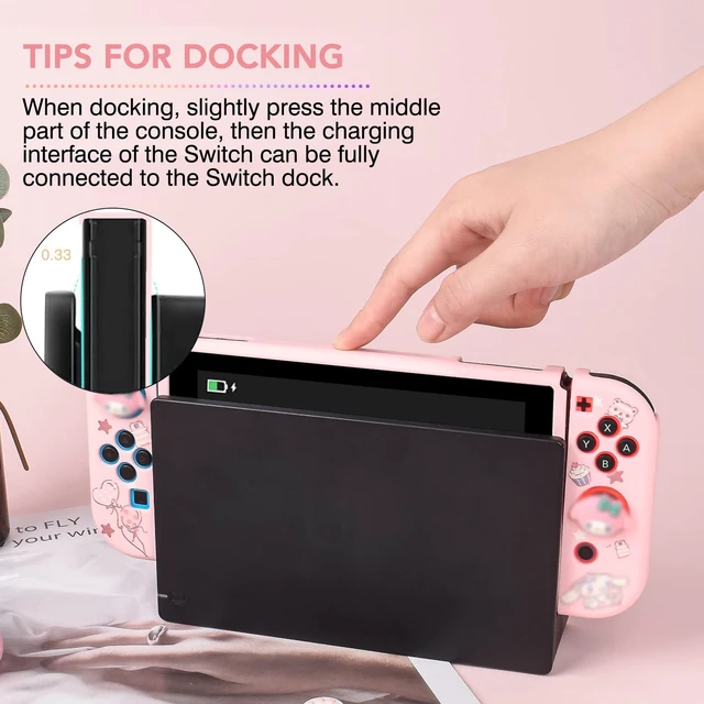 Alt view image 3 of 7 - Cute Dog Switch Protective Case Dockable Soft Silicone Shell Shockproof Scratch Resistant Cover Joy Con Skin with 4PCS Lovely Thumb Grips Caps