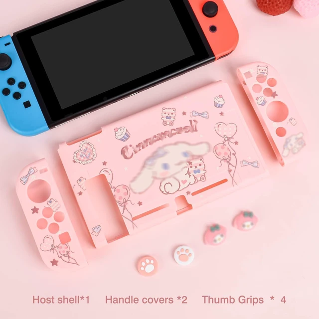 Alt view image 6 of 7 - Cute Dog Switch Protective Case Dockable Soft Silicone Shell Shockproof Scratch Resistant Cover Joy Con Skin with 4PCS Lovely Thumb Grips Caps