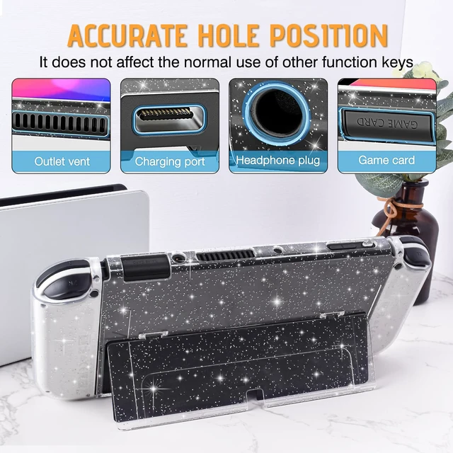 Alt view image 2 of 7 - Protective Glitter Case Compatible with Switch OLED Console - Updated Version, Bling Soft TPU Cover with Shock-Absorption and Anti-Scratch Design - Crystal