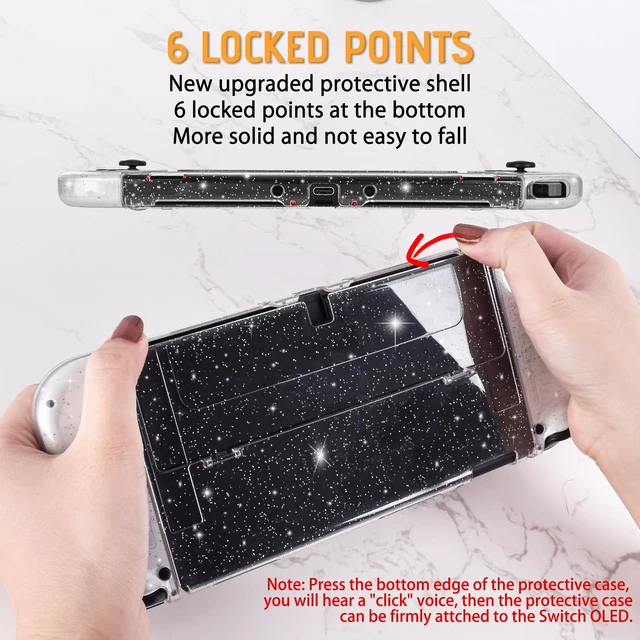 Alt view image 3 of 7 - Protective Glitter Case Compatible with Switch OLED Console - Updated Version, Bling Soft TPU Cover with Shock-Absorption and Anti-Scratch Design - Crystal
