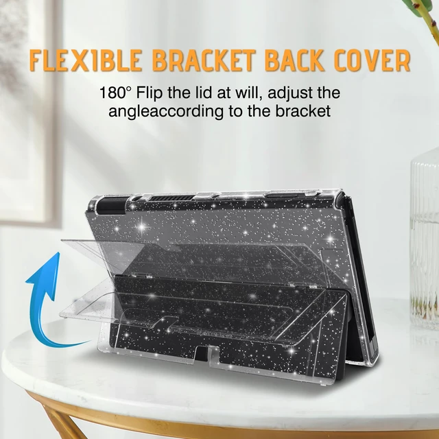 Alt view image 6 of 7 - Protective Glitter Case Compatible with Switch OLED Console - Updated Version, Bling Soft TPU Cover with Shock-Absorption and Anti-Scratch Design - Crystal