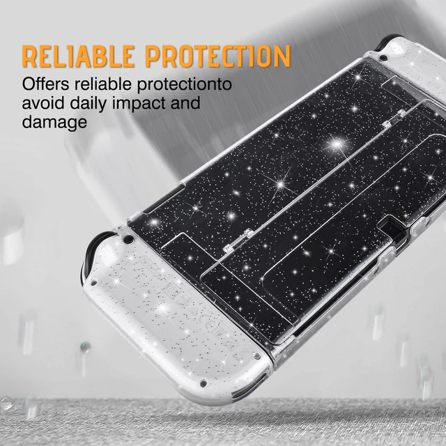 Alt view image 7 of 7 - Protective Glitter Case Compatible with Switch OLED Console - Updated Version, Bling Soft TPU Cover with Shock-Absorption and Anti-Scratch Design - Crystal