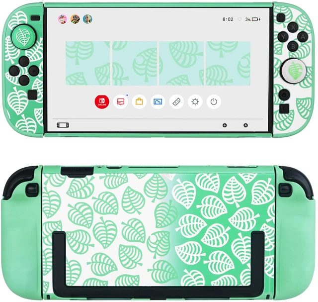 Main image of Dockable Hard PC Protective Case for Nintendo Switch 2 (2025), Slim Shell with Cute Green Leaf Pattern, Ergonomic Grip, Anti-Scratch & Anti-Fingerprint, Includes 2 Leaf Thumb Grips