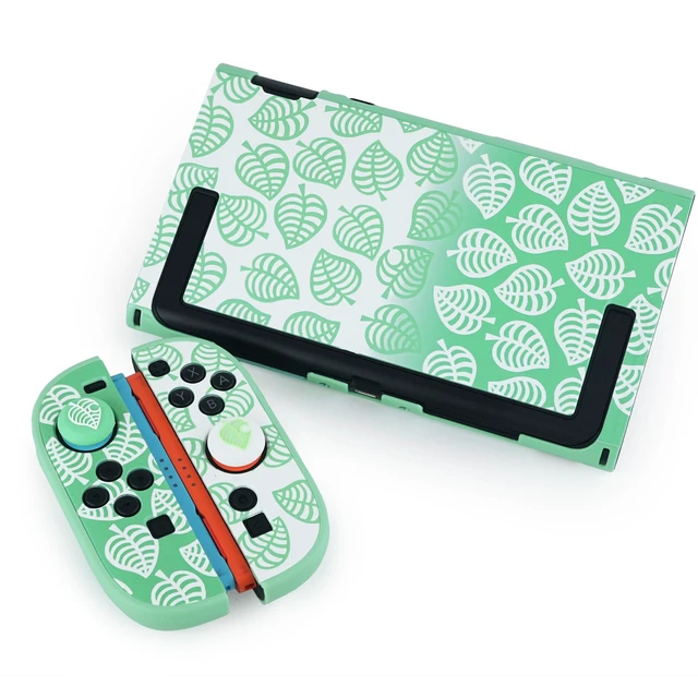Alt view image 4 of 6 - Dockable Hard PC Protective Case for Nintendo Switch 2 (2025), Slim Shell with Cute Green Leaf Pattern, Ergonomic Grip, Anti-Scratch & Anti-Fingerprint, Includes 2 Leaf Thumb Grips