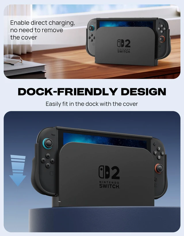 Alt view image 2 of 7 - Dockable Case Compatible with Nintendo Switch 2 & Kickstand | TPU Protective Case, Quick-Release JoyCon Design, Slim Ergonomic Grip, Shock & Scratch Resistant, Reserved Kickstand Cutout