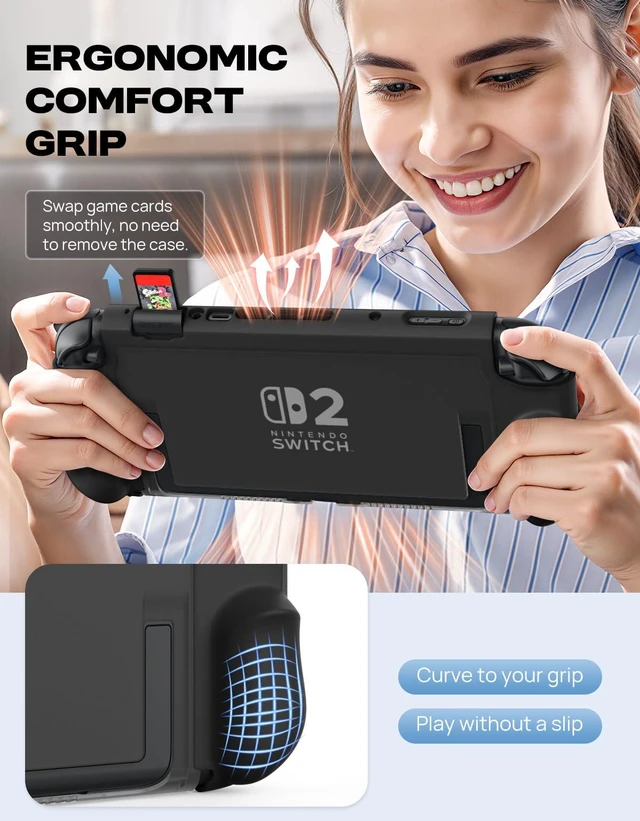 Alt view image 5 of 7 - Dockable Case Compatible with Nintendo Switch 2 & Kickstand | TPU Protective Case, Quick-Release JoyCon Design, Slim Ergonomic Grip, Shock & Scratch Resistant, Reserved Kickstand Cutout