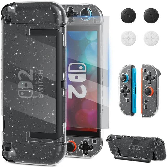 Main image of Glitter Protective Case Cover Shell for Nintendo Switch 2(2025),Clear Sparkle Full Dockable Slim Hard Protection Cute Shining Skin Case for Switch 2, Shockproof Screen Protector,4 Thumb Grip