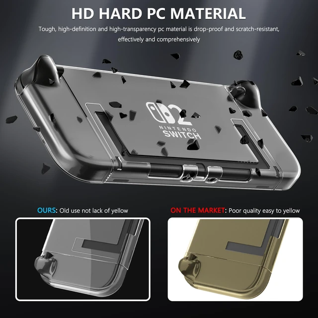 Alt view image 5 of 7 - [Improved Easy Dockable Version Clear Case for Nintendo Switch 2, Protective Cover for Switch 2 and JoyCon Controller with Screen Protector 4 Thumb Grip Caps - Strong and Durable