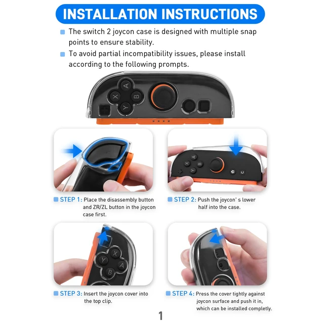 Alt view image 7 of 7 - [Improved Easy Dockable Version Clear Case for Nintendo Switch 2, Protective Cover for Switch 2 and JoyCon Controller with Screen Protector 4 Thumb Grip Caps - Strong and Durable